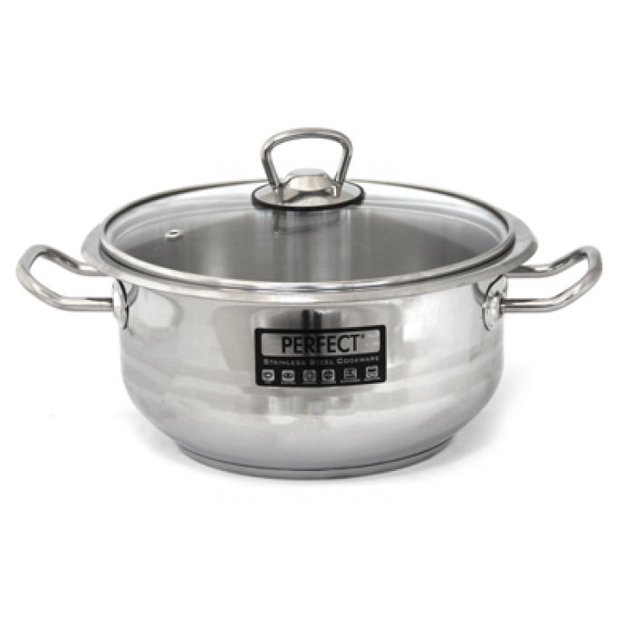 HASCEVHER PERFECT GASTRO Oala inox cu capac sticla 20x10cm 3 litri inductie