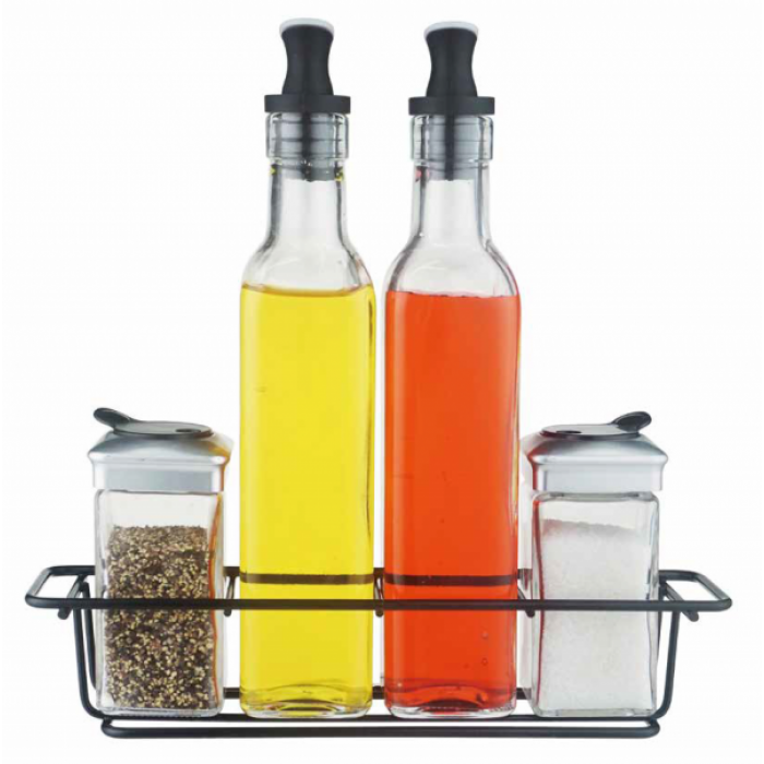 Oliviera 5 piese EasyLife cu suport metalic negru 250ml,110ml MN0132102