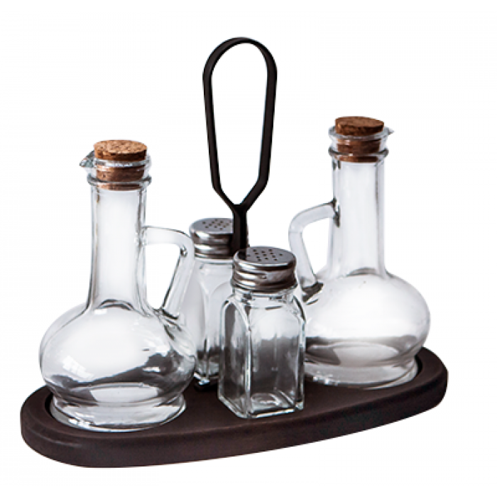 Oliviera TOSKAHA 5 piese cu suport lemn MN015426 cafea