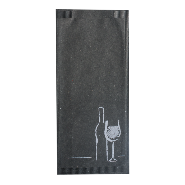 Pachet suport tacâmuri din hartie de tip plic 11x25cm culoare neagra set 125buc. MN012417