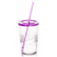 Pahar cu capac si pai mov, RAKI OLD FASHIONED, 590ml