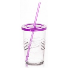 Pahar cu capac si pai mov, RAKI OLD FASHIONED, 590ml
