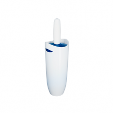 Perie WC cu suport plastic, alb-albastru RAKI 10xh35cm