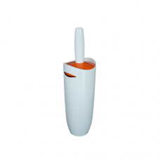 Perie WC cu suport plastic, alb-orange RAKI 10xh35cm