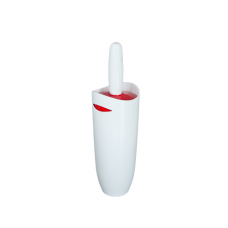 Perie WC cu suport plastic, alb-rosu RAKI 10xh35cm