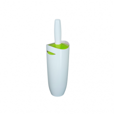 Perie WC cu suport plastic, alb-verde RAKI 10xh35cm
