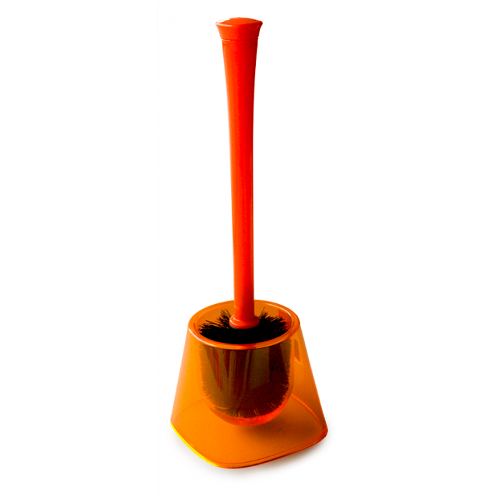 Perie WC cu suport transparent orange RAKI MARIETA 13x13xh38,5cm din plastic
