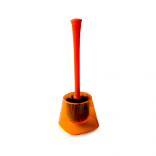 Perie WC cu suport transparent orange RAKI MARIETA 13x13xh38,5cm din plastic