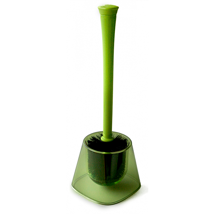 Perie WC cu suport transparent verde RAKI MARIETA 13x13xh38,5cm din plastic