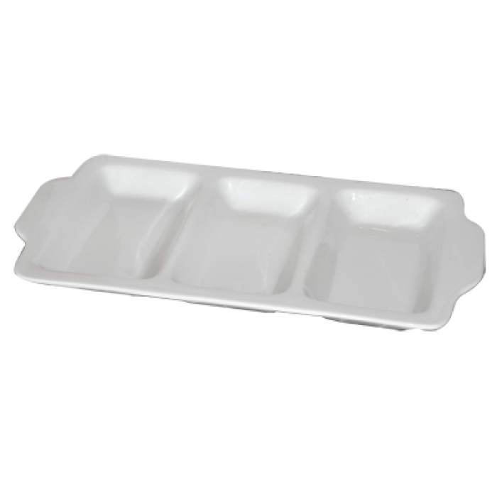 Platou compartimentat aperitiv din portelan 39x21x3,5 cm