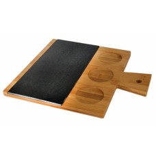 Set Platou servire bambus RAKI 35x30x1,5cm cu placa ardezie 30x15cm