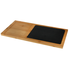 Set Platou prezentare si servire RAKI 38x18x1,5cm bambus cu placa ardezie