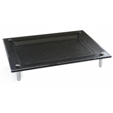 Platou dreptunghiular RAKI 30x40cm cu suport picioruse crom H7,5cm negru MN0103119
