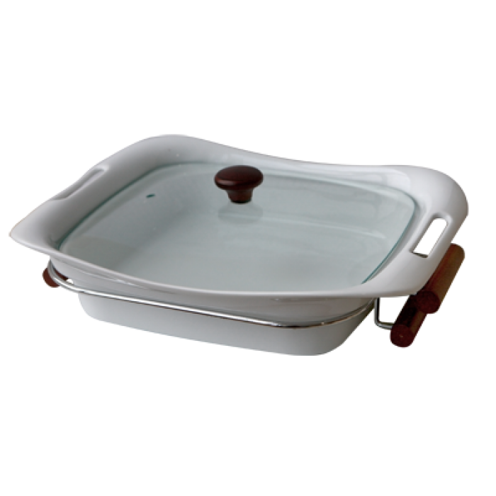 Platou patrat portelan cu sport metalic si capac 30,5cm JC6502-1