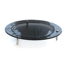 Platou rotund RAKI pentru servit 40cm cu suport picioruse crom H5,5cm alb MN0103120