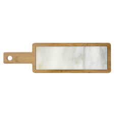 Set Platou servire marmura RAKI 30x10x1cm cu suport bambus 45x13x1,5cm