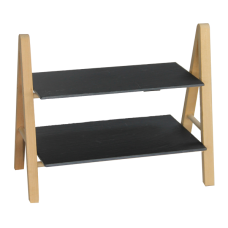 Set 2 Platouri servire din ardezie RAKI 33x20cm, 33x14cm cu suport lemn 38x20x28cm