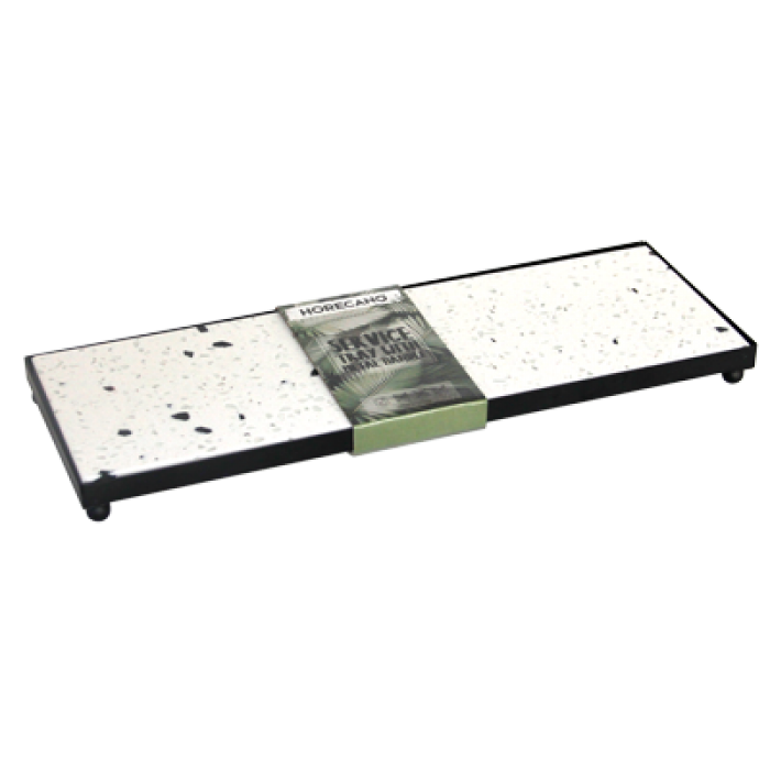 Set Platou servire din terrazzo RAKI 30x10cm suport metalic cu manere 30,5x10,5x2,5cm