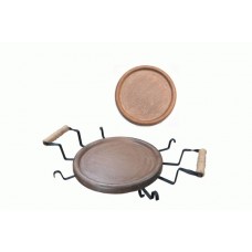 Tava ceramica D30cm cu suport metalic 32cm RAKI PROFI, pentru copt si servit, Saci bulgaresc