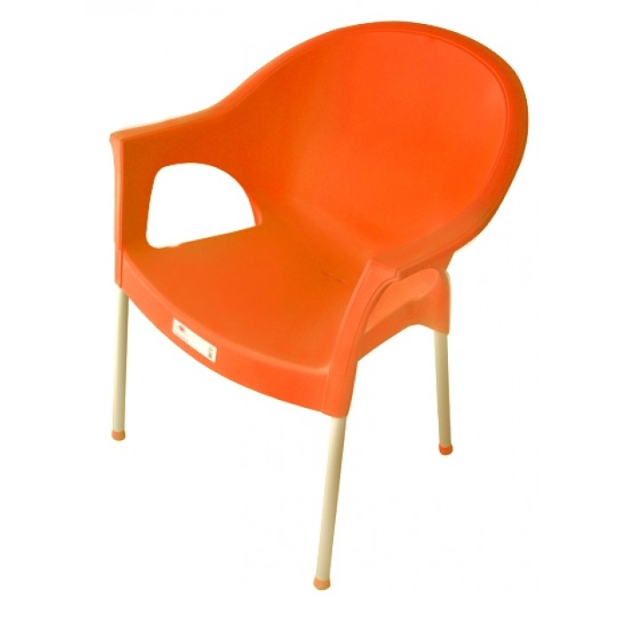 Scaun gradina/terasa cu brate RAKI BERGAMA, orange, 58x50xh82cm, picioare aluminiu si sezut polipropilena