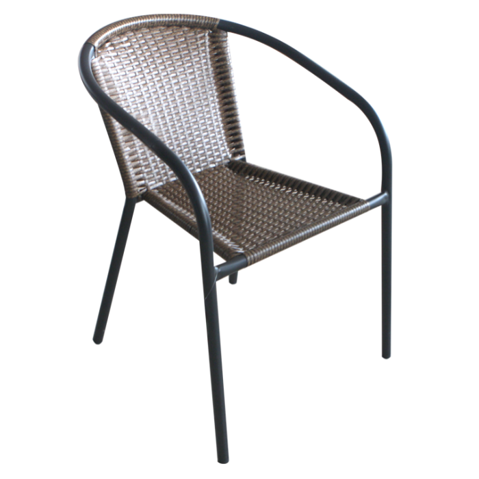 Scaun cu brate din ratan cadru metalic LUX MN019541 culoare cafea