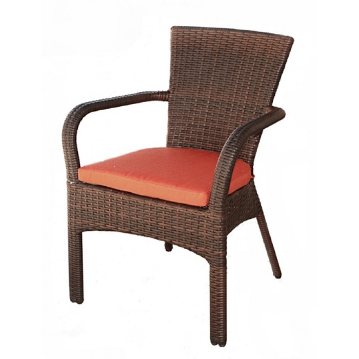 Scaun gradina,terasa KALINA PONTES cu brate poli-ratan cu perna scaun bej culoare cafea