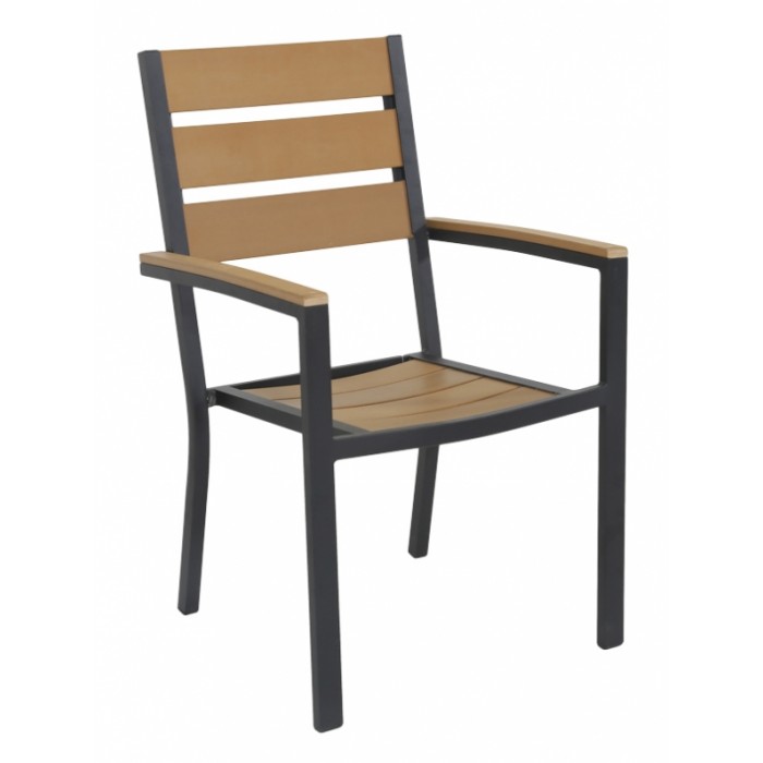 Scaun cu brate POLYWOOD NATURAL 60x57x89cm lemn artificial