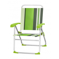 Scaun pliant camping RAKI GUAMARE, reglabil 8 pozitii, cadru aluminiu si panza, 58x100x115cm, verde