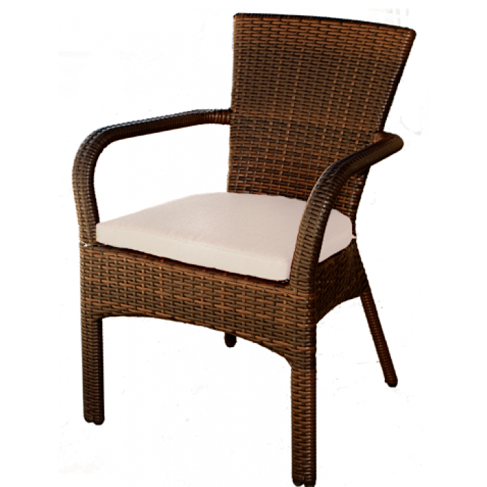 Scaun gradina,terasa KALINA PONTES cu brate poli-ratan cu perna scaun bej culoare cafea