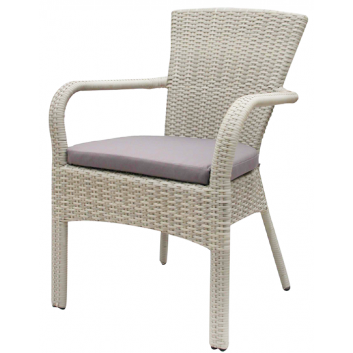 Scaun gradina,terasa KALINA PONTES cu brate poli-ratan cu perna scaun gri culoare gri