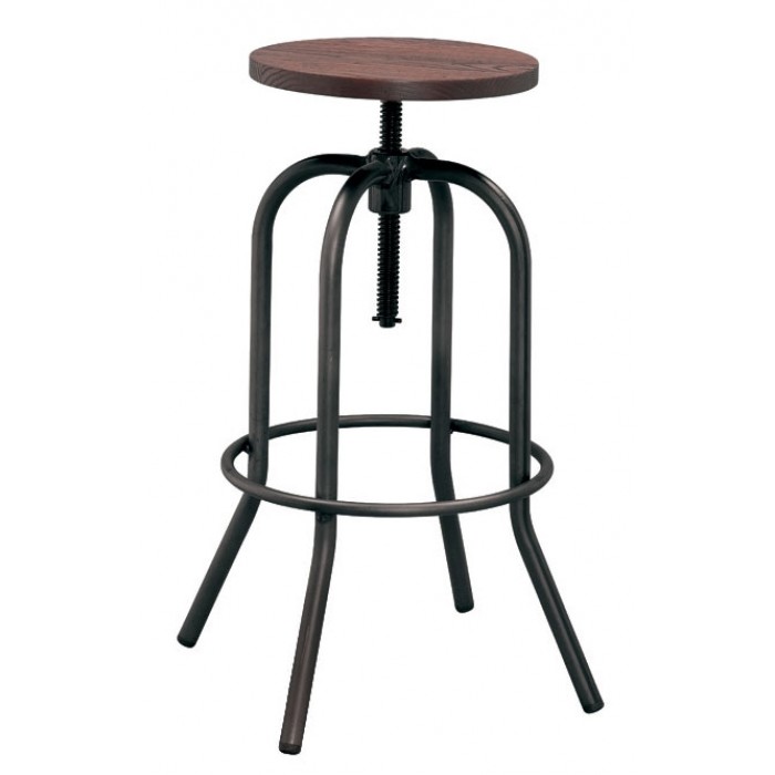 Scaun pentru bar RAKI ANTIQUE 40x40x70-86cm lemn si metal BLACK MATTE