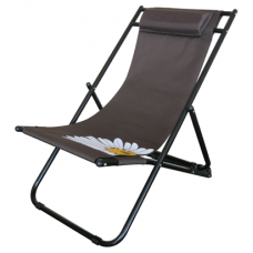 Scaun pliant plaja/camping cu perna RAKI FLOWER 57, reglabil 3 pozitii, panza cu cadru metalic, 56,5x91x96cm, maro