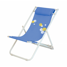 Scaun pliant plaja/camping cu perna RAKI FLOWER 6, reglabil 3 pozitii, panza cu cadru metalic, 56,5x91x96cm, albastru