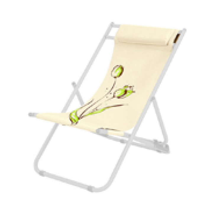 Scaun pliant plaja/camping cu perna RAKI FLOWER 7, reglabil 3 pozitii, panza cu cadru metalic, 56,5x91x96cm, bej