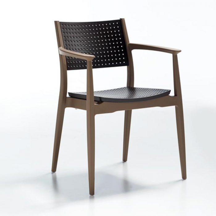 Scaun RAKI SEGINIUS maro x bej 58x54xh82cm imitatie ratan MN0142364