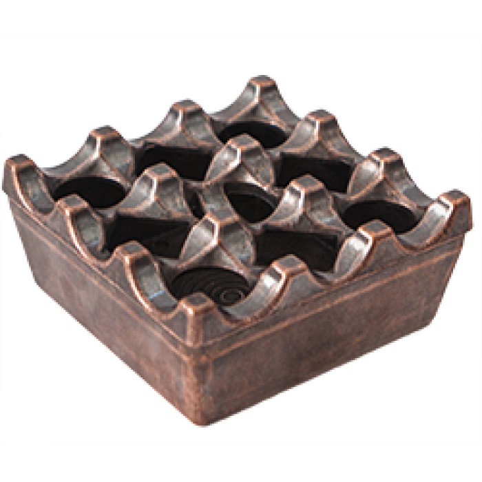 Scrumiera antivant metalica patrat RAKI finisaj cupru