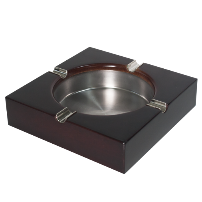 Scrumiera din lemn cu inox RAKI 14x14xh3,5cm