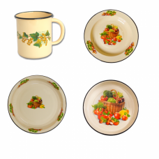 Set 19 piese vase emailate,6 cani,6farfurii,6farfurii adanci,1 castron B000291018