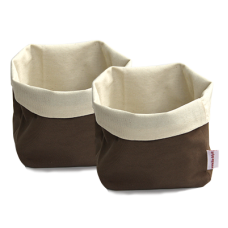Set 2 cosuri paine textile patrate ILSA 14x14xh16cm cafeniu, 100% bumbac