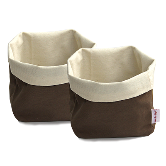 Set 2 cosuri paine textile patrate ILSA 14x14xh16cm cafeniu, 100% bumbac