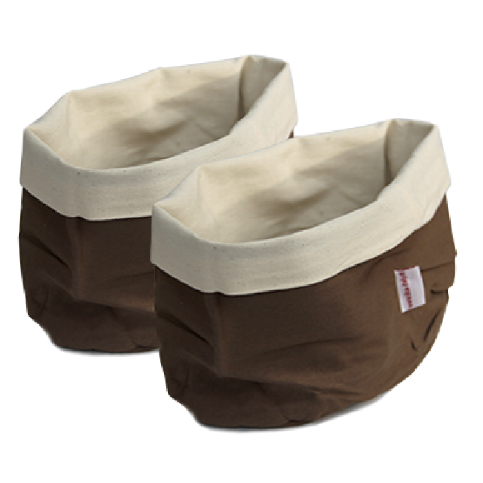 Set 2 cosuri paine textile patrate ILSA 25x15xh17cm cafeniu, 100% bumbac