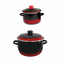 Set 2 oale rusesti emailate cu capace, 4L si 5,5L, RAKI KARMEN