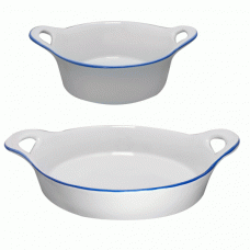 Set 2 tavi ceramica rotunde cuptor RAKI 12,5x5,5cm, 21x6cm culoare alba BC000010