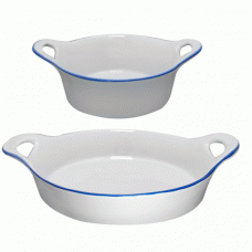 Set 2 tavi ceramica ovale cuptor RAKI 12,5x5,5cm, 21x6cm culoare alba BC000013