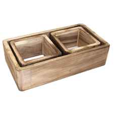 Set 3 suporturi patrate lemn expunere tavi gastronorm 39x12x10cm,16x16x10cm MN01981427