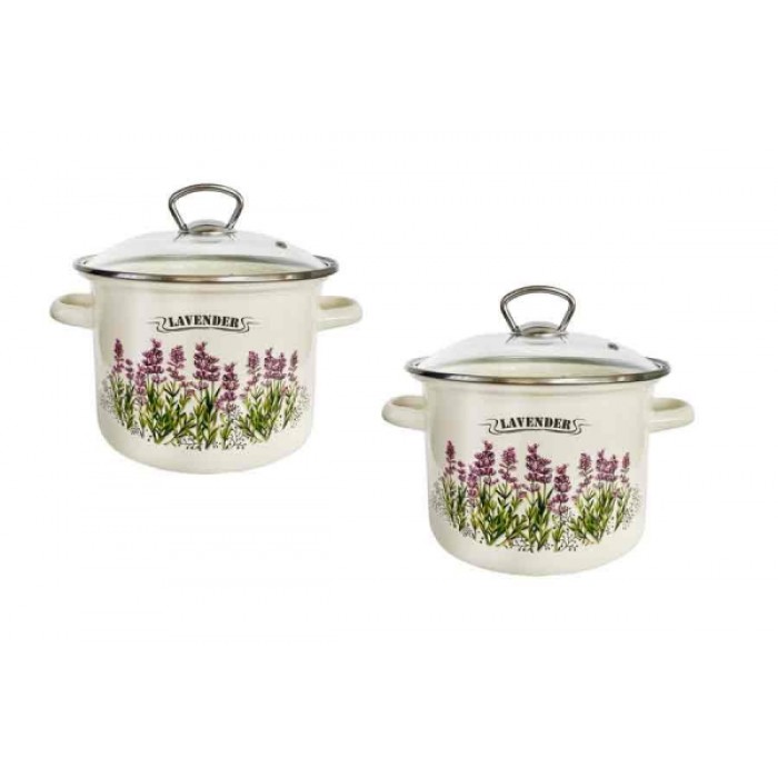 Set 4 piese 2 oale cu capac sticla RAKI LAVANDA 3L, 5,5L B0129266-29297