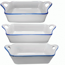 Set 4 tavi ceramica cuptor RAKI 18,8x18,8x6,5cm, 27x16,5x6,7cm, 20,3x12x6cm culoare alba BC000004