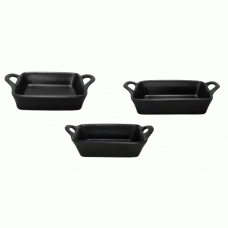 Set 4 tavi ceramica cuptor RAKI 18,8x18,8x6,5cm, 27x16,5x6,7cm, 20,3x12x6cm culoare neagra BC000006