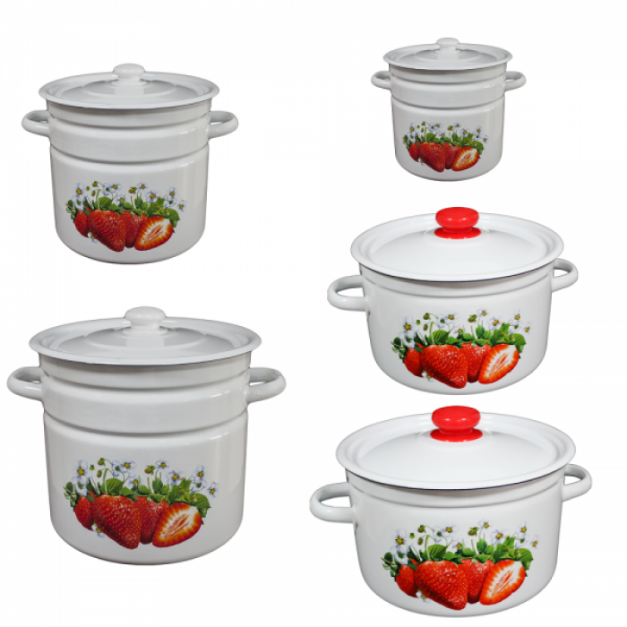 RAKI KLUBNIKA Set 5 oale emailate 4,5L, 5,5L, 7L, 9L, 12L