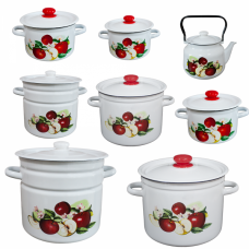 RAKI AROMATNAI Set 7 oale emailate 2L, 3L, 4,5L, 5,5L, 7L, 9L, 12L si ceainic emailat 3,5L